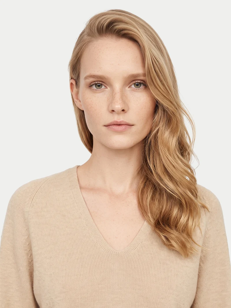 Kaschmir-Pullover mit tiefem V-Ausschnitt
