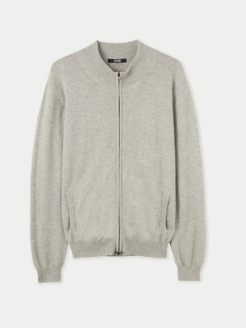 Basic Kaschmirstrickjacke mit Reißverschluss