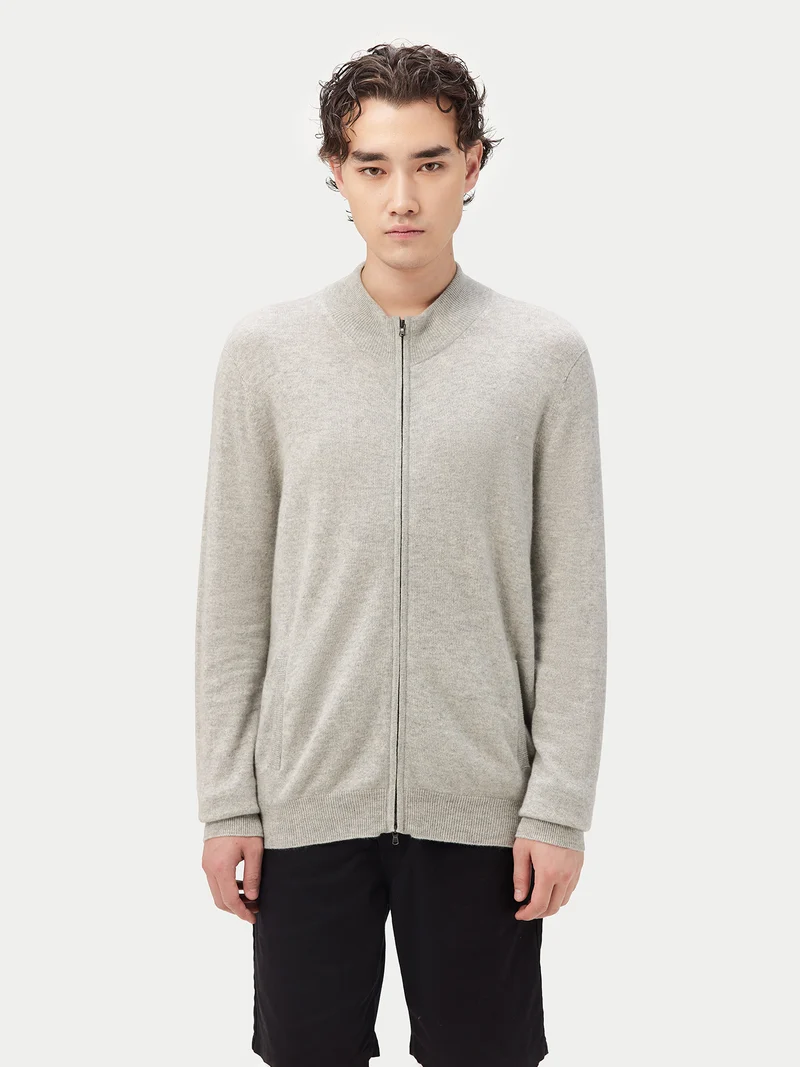 Basic Kaschmirstrickjacke mit Reißverschluss