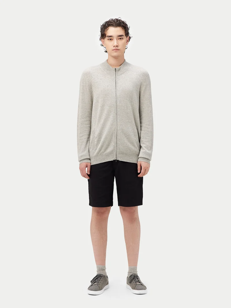 Basic Kaschmirstrickjacke mit Reißverschluss