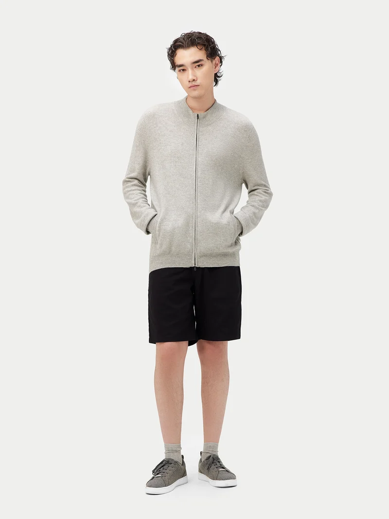 Basic Kaschmirstrickjacke mit Reißverschluss