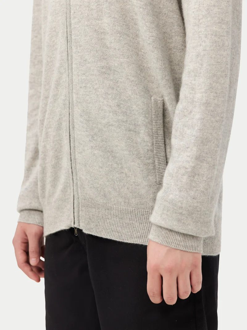 Basic Kaschmirstrickjacke mit Reißverschluss