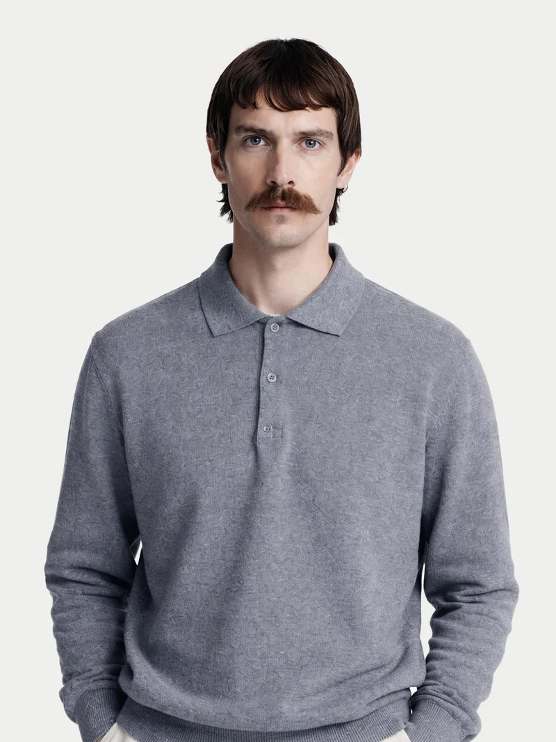 Basic Kaschmirpullover mit Polokragen