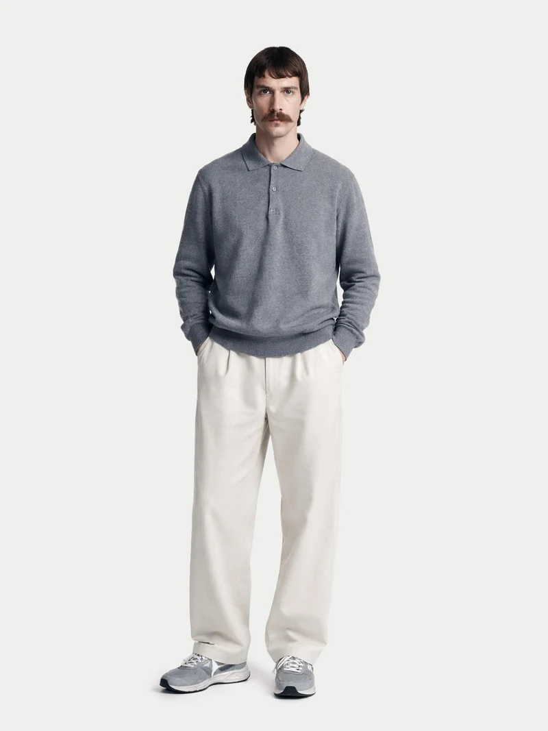 Basic Kaschmirpullover mit Polokragen