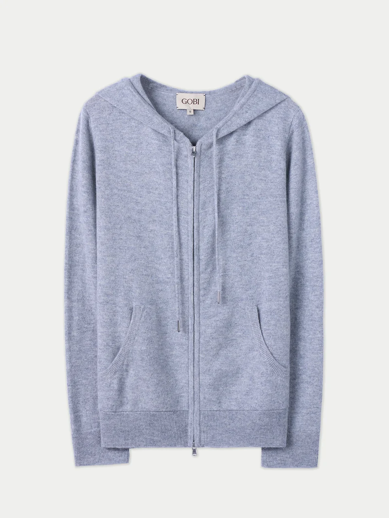 Damen Zip-Hoodie mit Smiley-Tasche