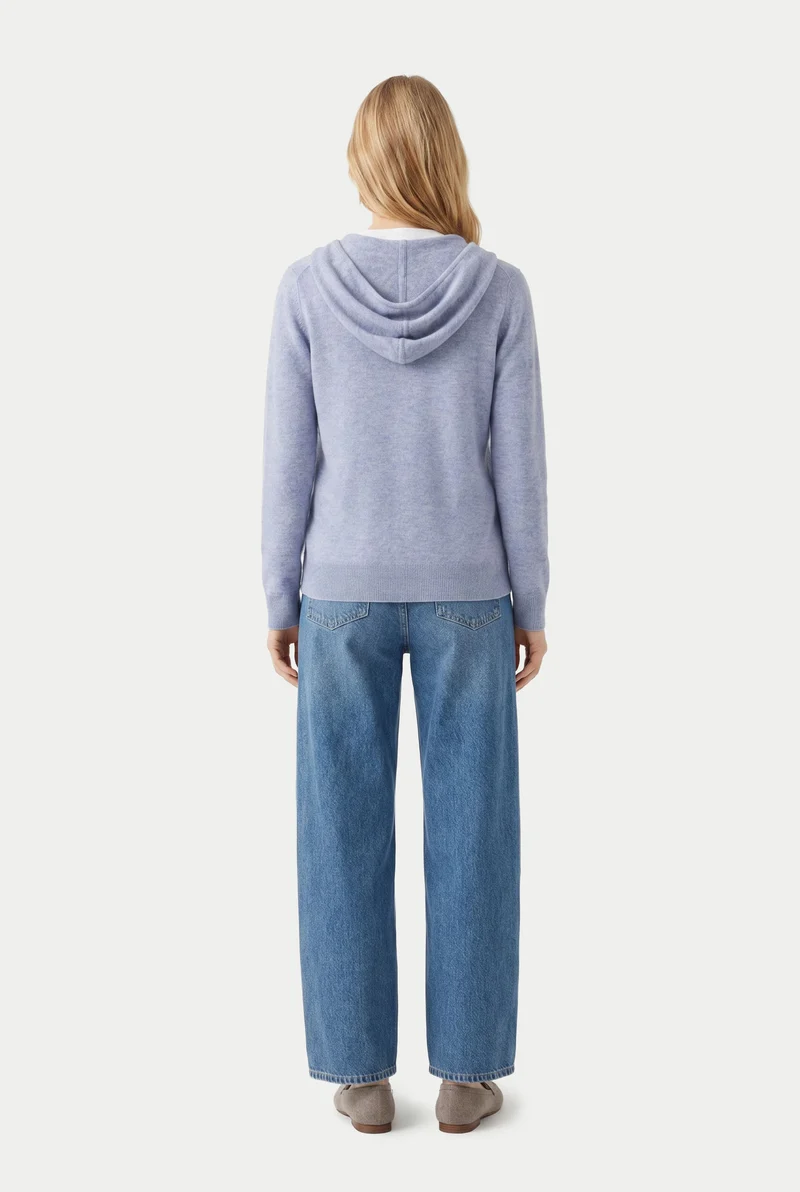 Damen Zip-Hoodie mit Smiley-Tasche