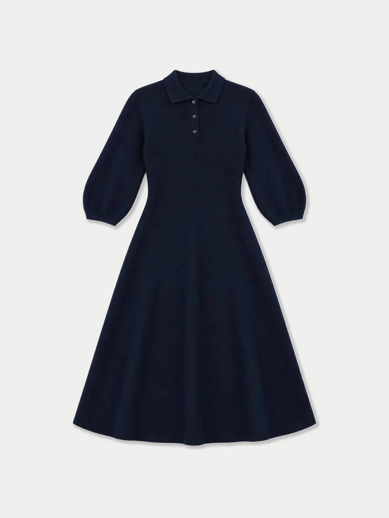 Kaschmir-Polokleid mit Kokonärmeln