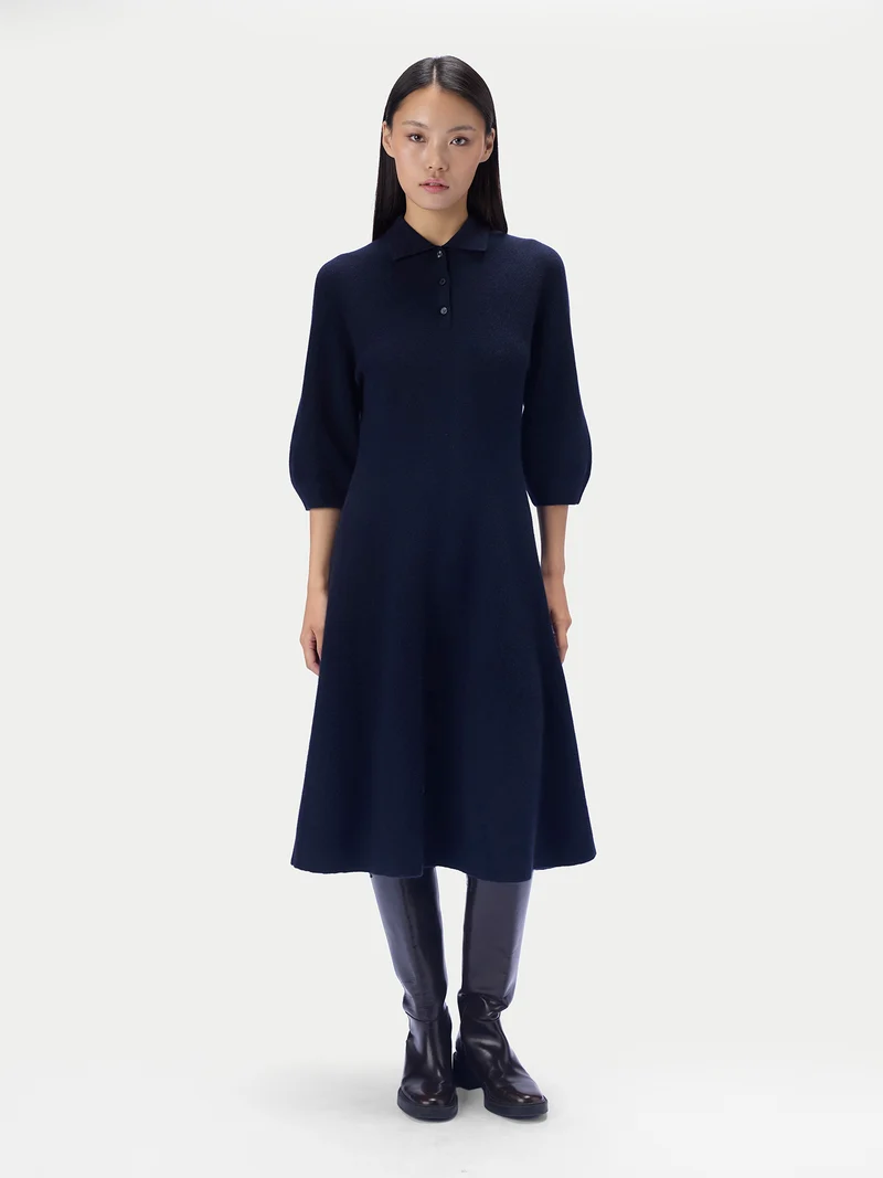 Kaschmir-Polokleid mit Kokonärmeln