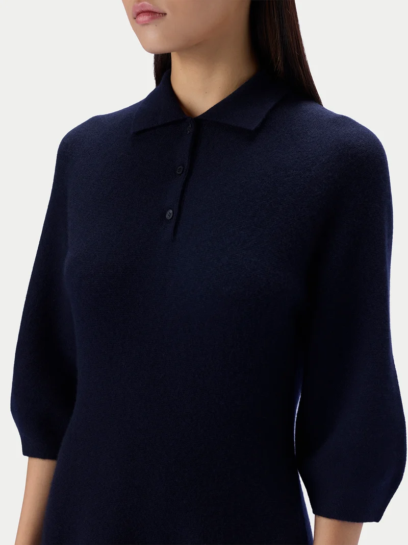 Kaschmir-Polokleid mit Kokonärmeln