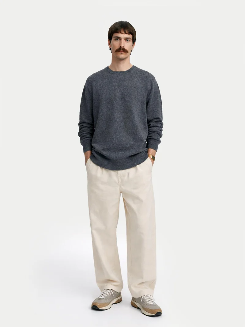 Basic Kaschmirpullover mit R-Ausschnitt