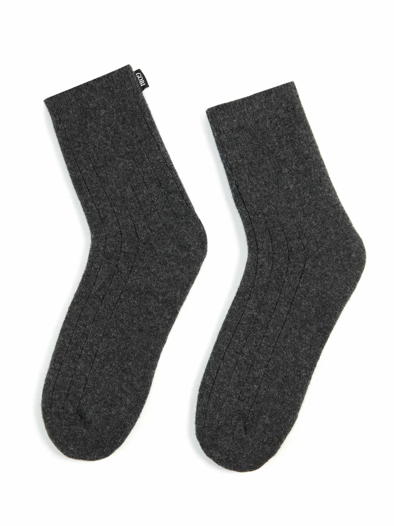 Unisex Kaschmir Strick-Bettsocken mit Trim
