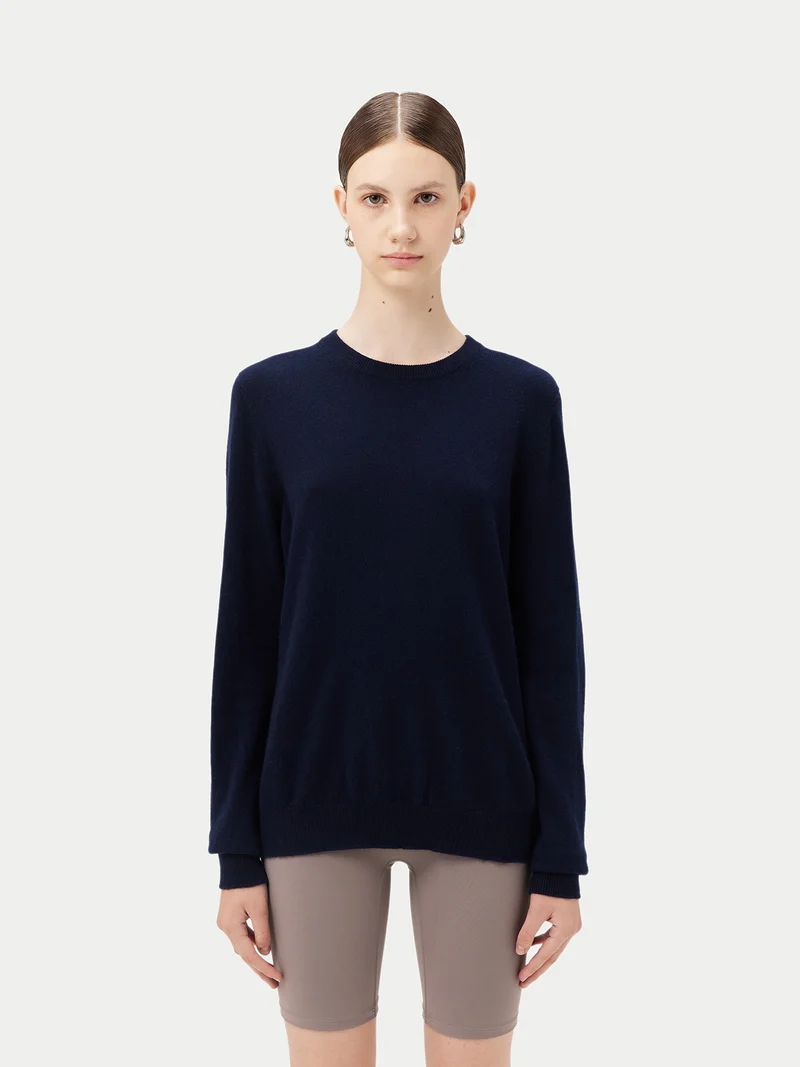 Basic R-Ausschnitt Kaschmirpullover