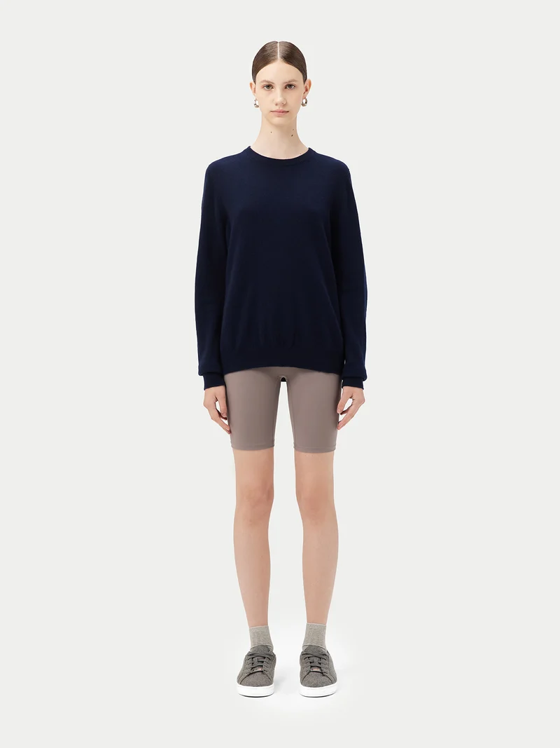 Basic R-Ausschnitt Kaschmirpullover