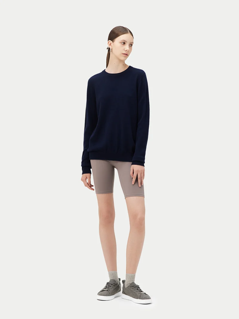 Basic R-Ausschnitt Kaschmirpullover