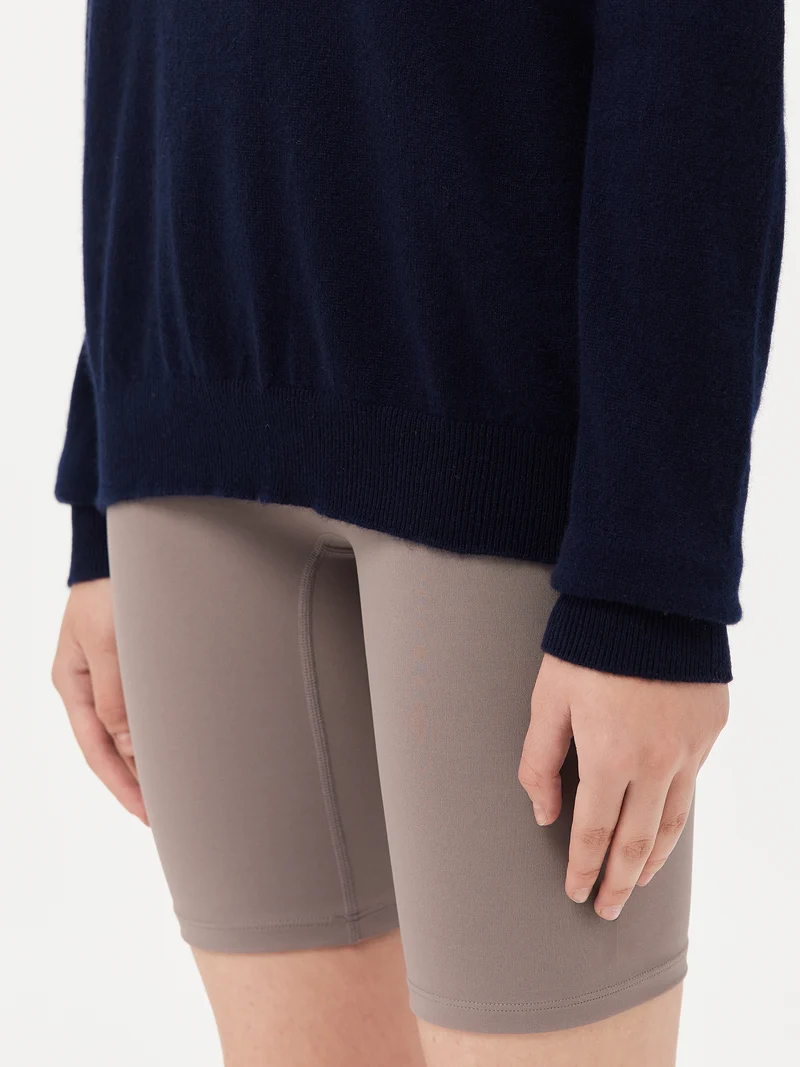 Basic R-Ausschnitt Kaschmirpullover