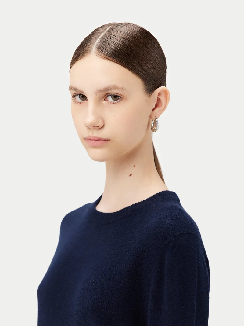Basic R-Ausschnitt Kaschmirpullover