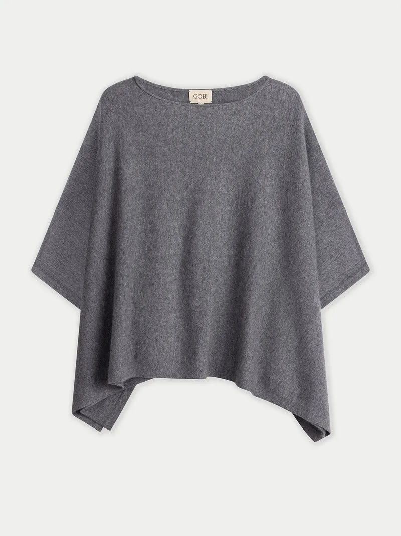 Kaschmir-Poncho mit U-Boot-Ausschnitt