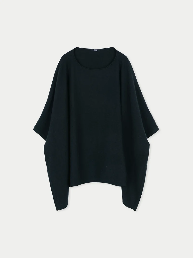 Kaschmir-Poncho mit U-Boot-Ausschnitt