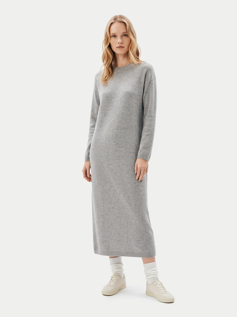 Lockeres Kaschmir-Maxikleid