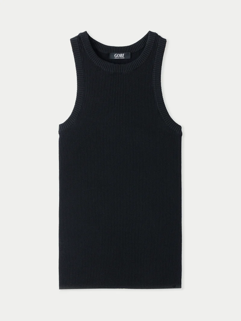 Geripptes Tank-Top aus Baumwoll-Seiden-Kaschmir-Mischung