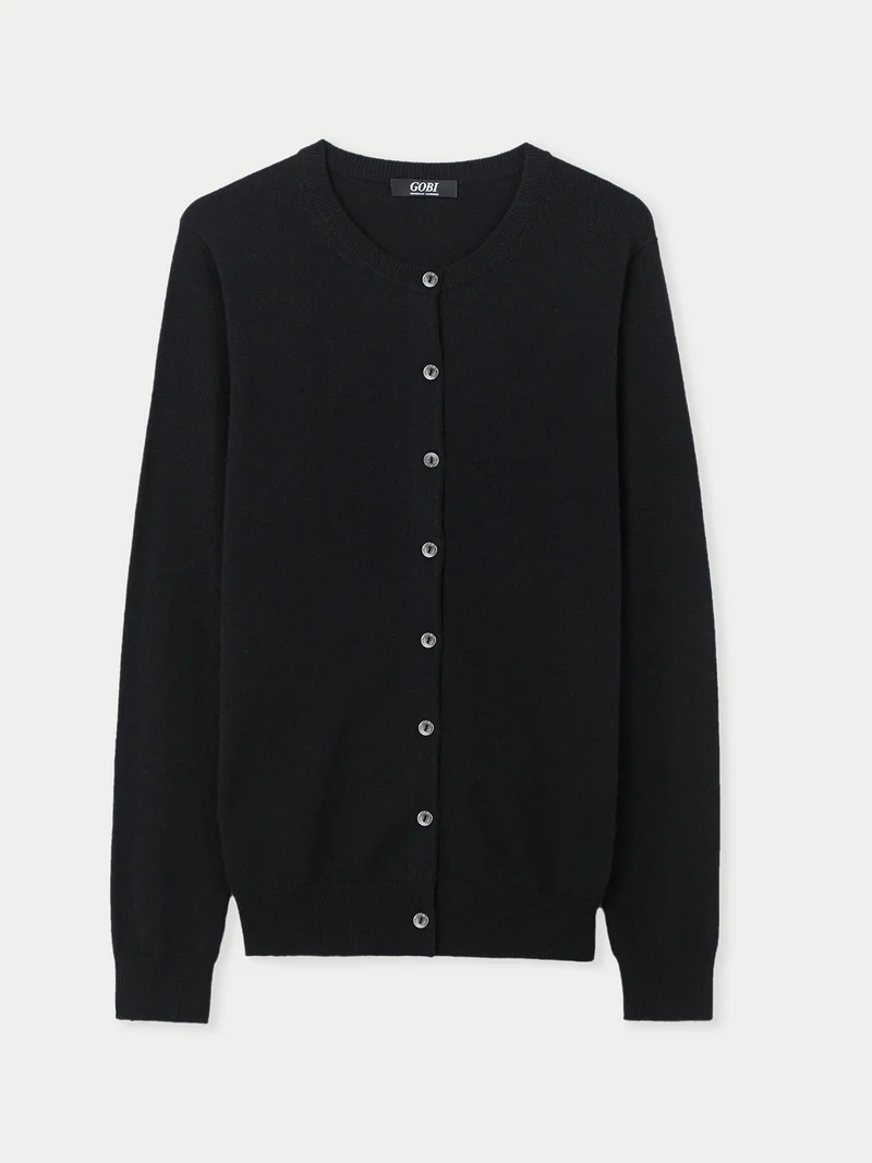 Basic B-Ausschnitt Kaschmirstrickjacke