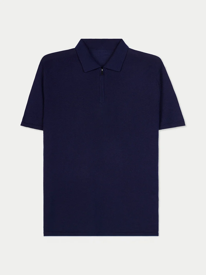 Polo aus Kaschmir-Seide mit Halbzip