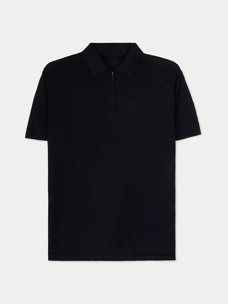 Polo aus Kaschmir-Seide mit Halbzip