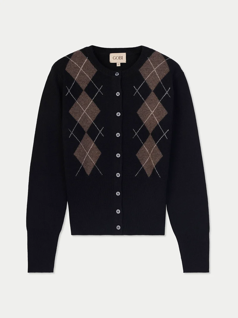 Kaschmir-Cardigan mit Argyle-Muster