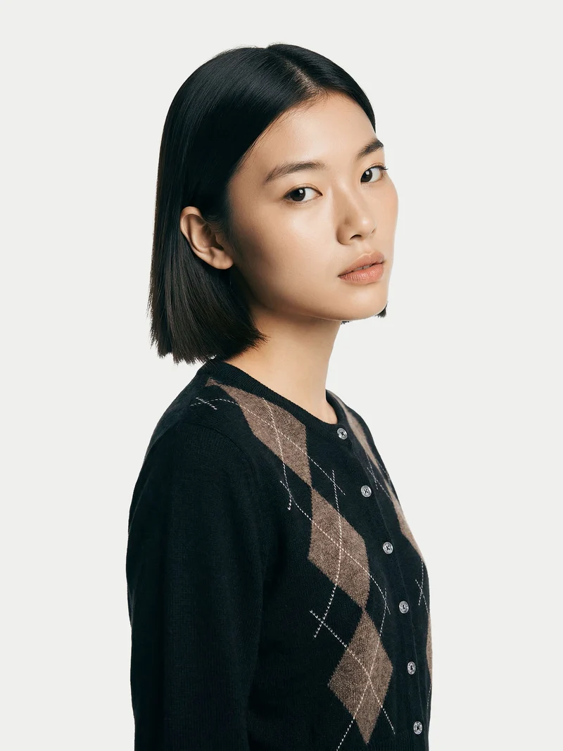 Kaschmir-Cardigan mit Argyle-Muster
