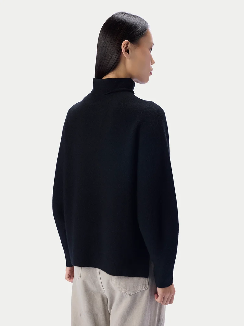 Kaschmir-Rollkragenpullover im Linksstrick