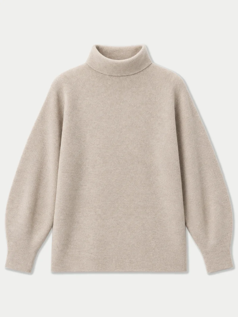 Kaschmir-Rollkragenpullover im Linksstrick