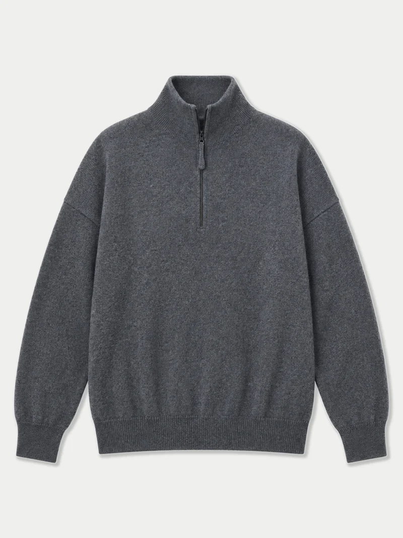 Kaschmirpullover mit kurzem Reißverschluss