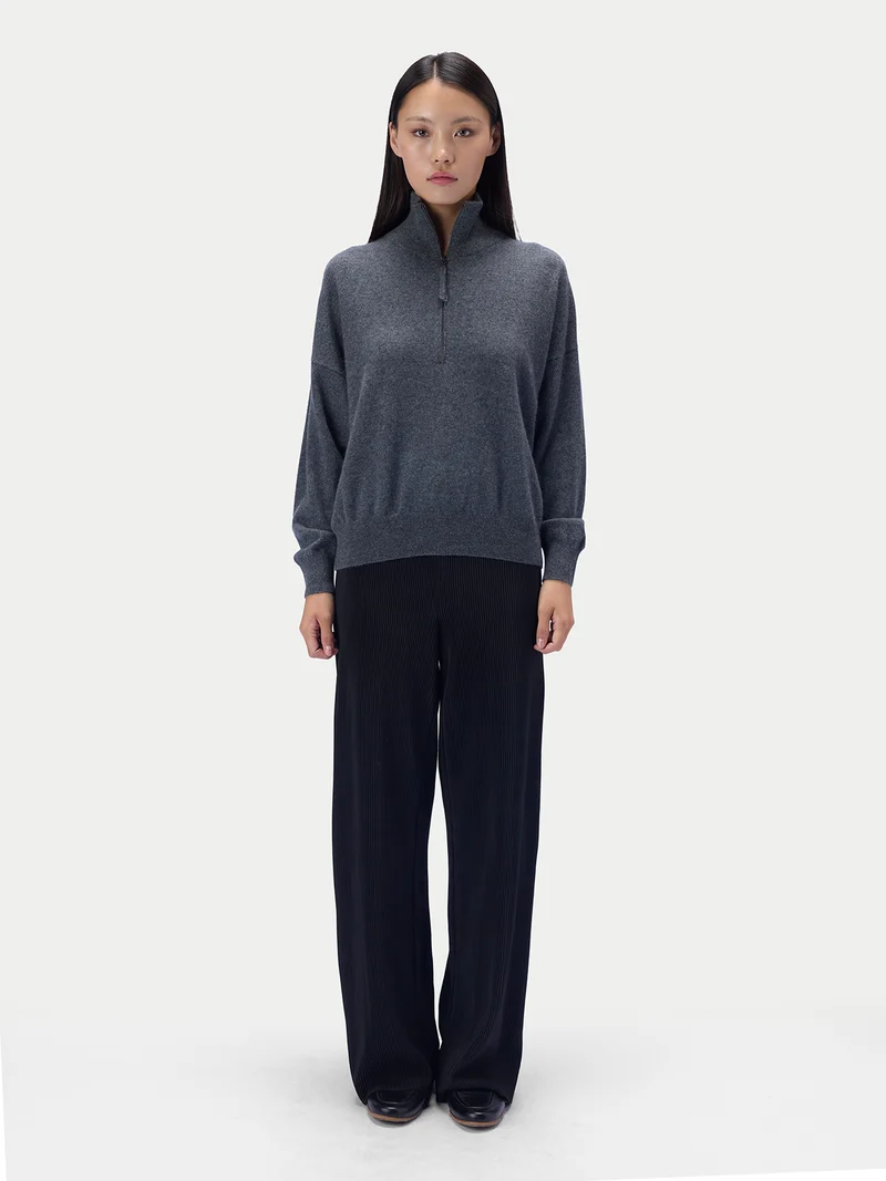Kaschmirpullover mit kurzem Reißverschluss