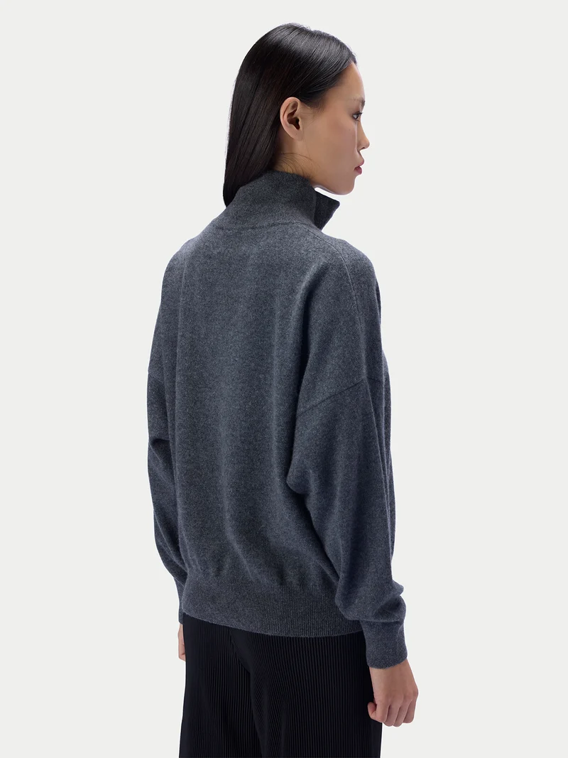 Kaschmirpullover mit kurzem Reißverschluss