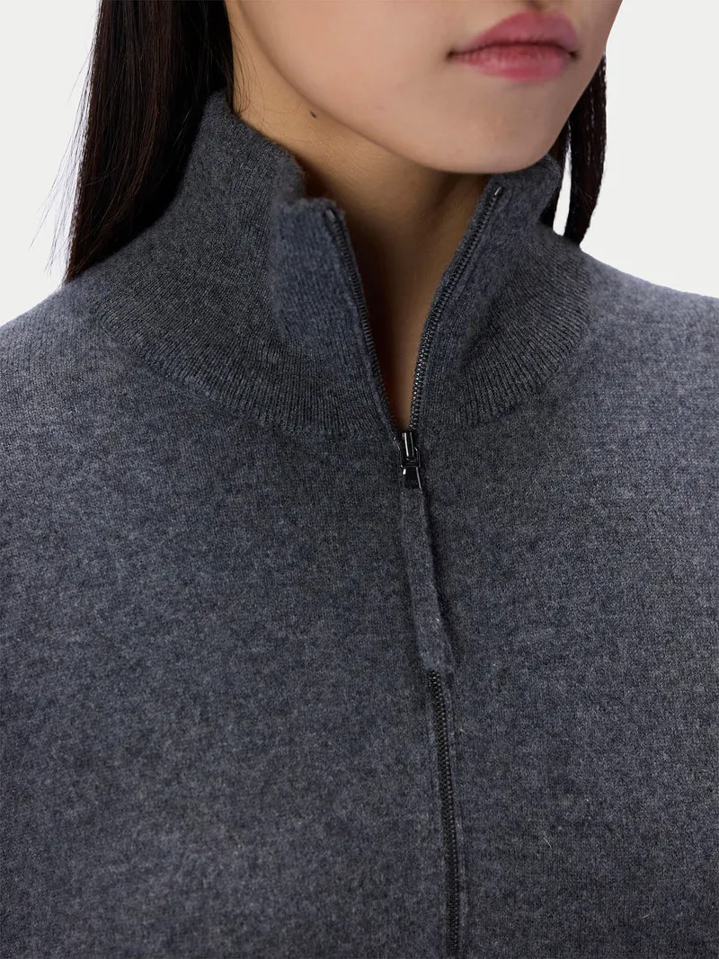 Kaschmirpullover mit kurzem Reißverschluss