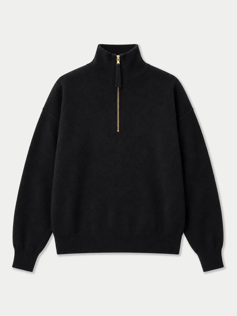 Kaschmirpullover mit kurzem Reißverschluss