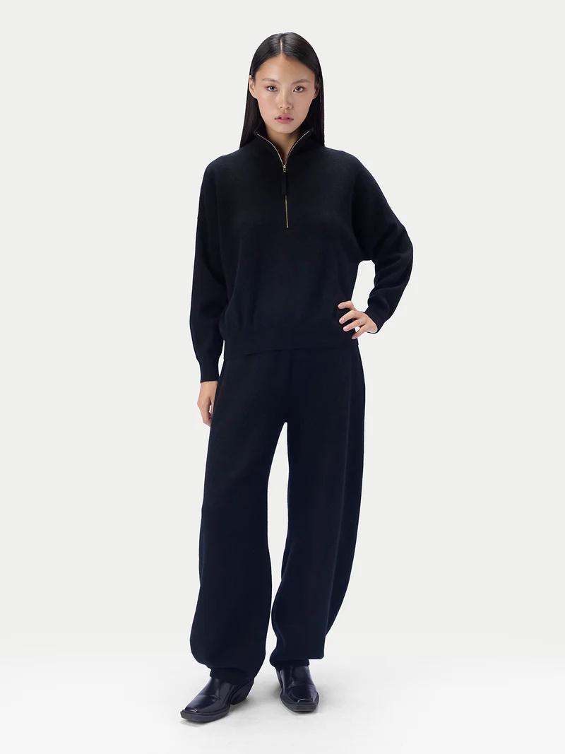 Kaschmirpullover mit kurzem Reißverschluss