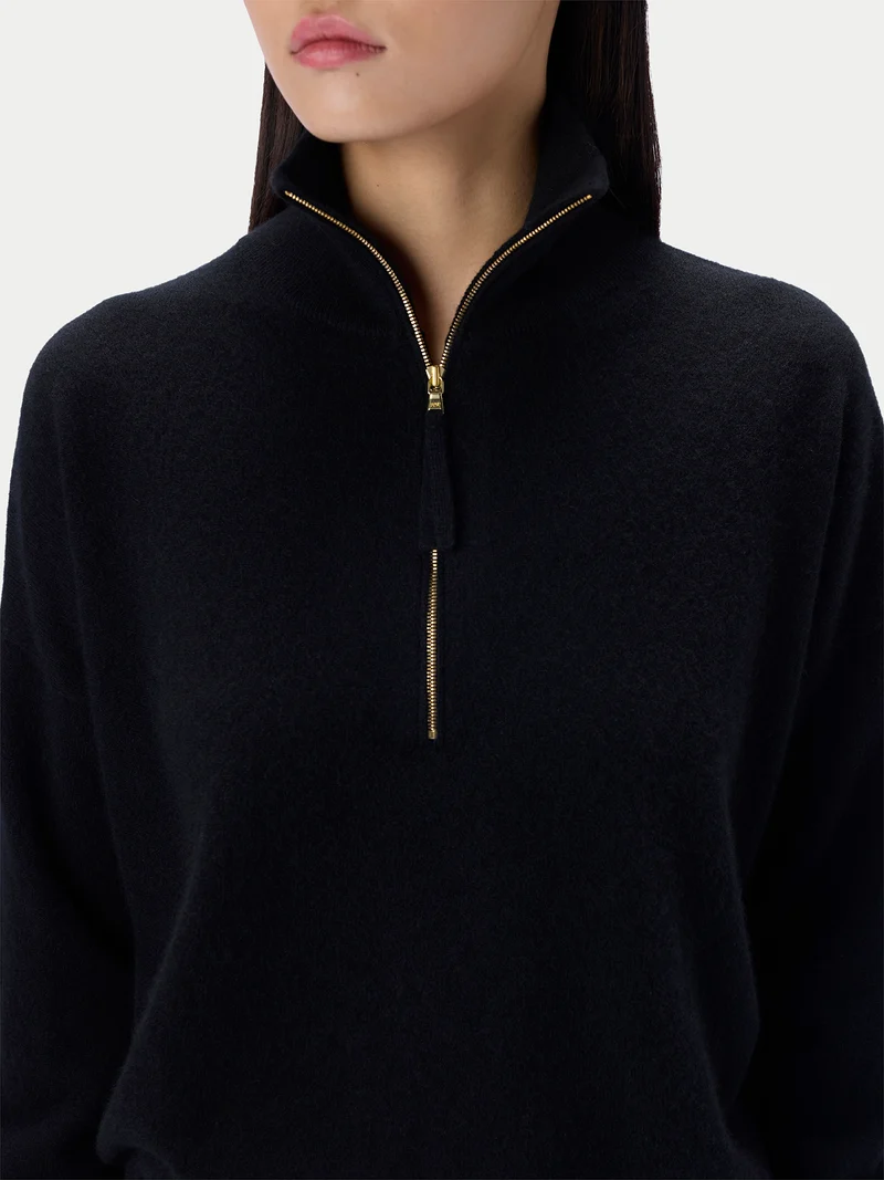 Kaschmirpullover mit kurzem Reißverschluss