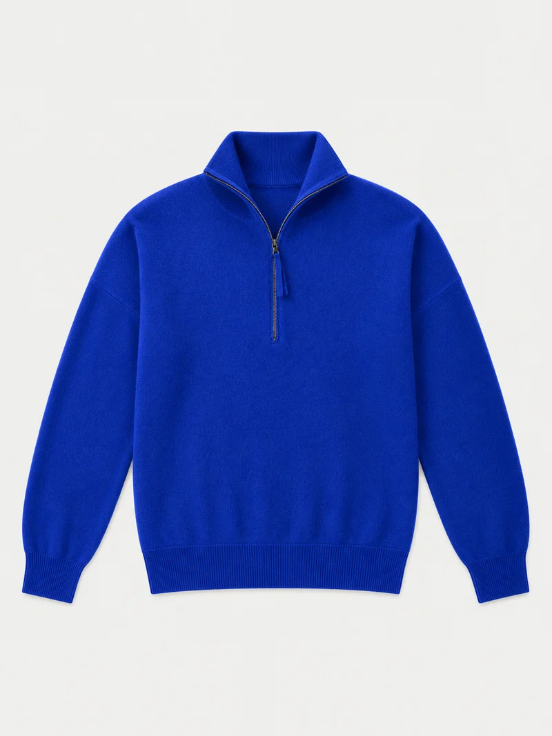 Kaschmirpullover mit kurzem Reißverschluss