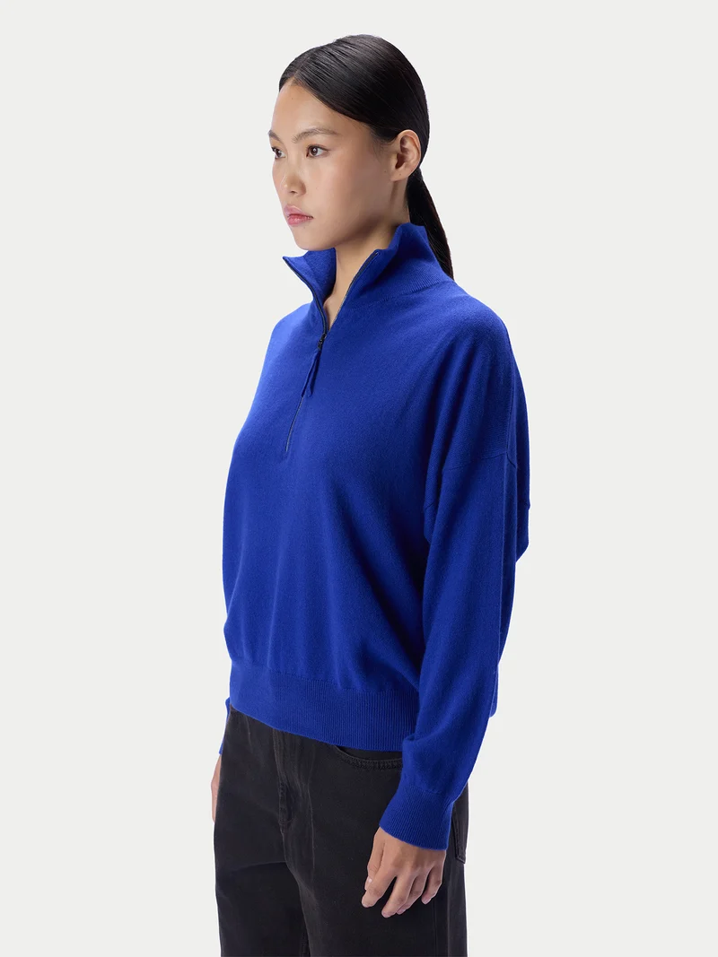 Kaschmirpullover mit kurzem Reißverschluss