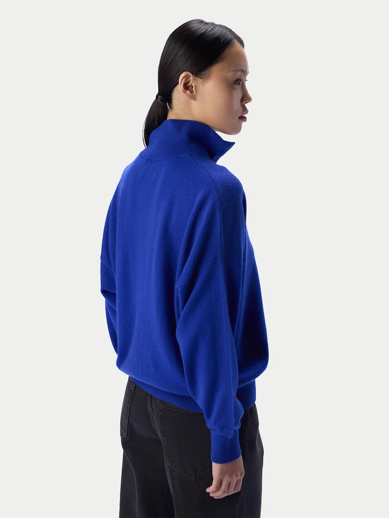 Kaschmirpullover mit kurzem Reißverschluss