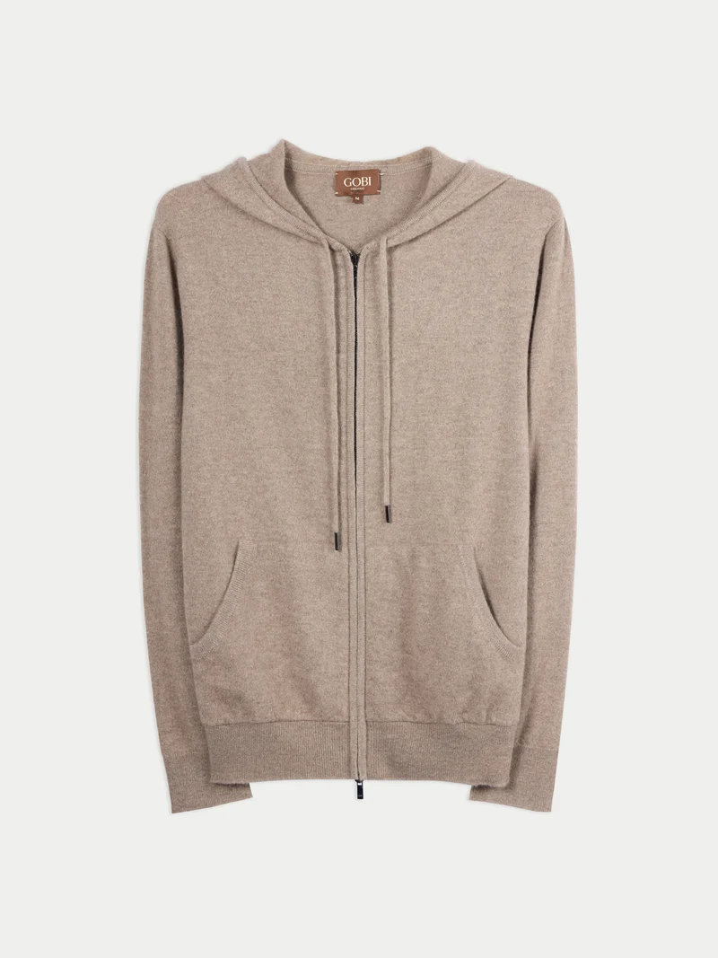 Herren Kaschmir Hoodie Mit Reißverschluss