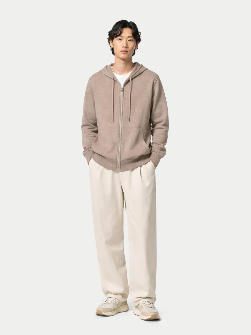 Herren Kaschmir Hoodie Mit Reißverschluss