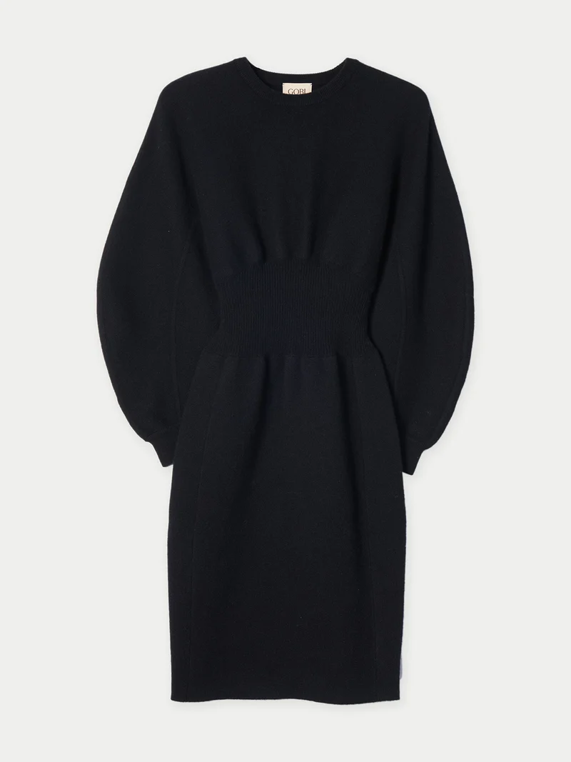 Kaschmir-Kleid mit skulpturaler Silhouette