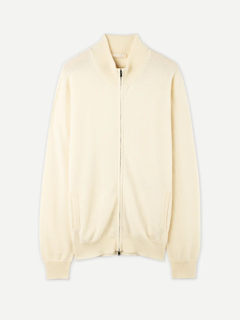 Basic Kaschmirstrickjacke mit Reißverschluss
