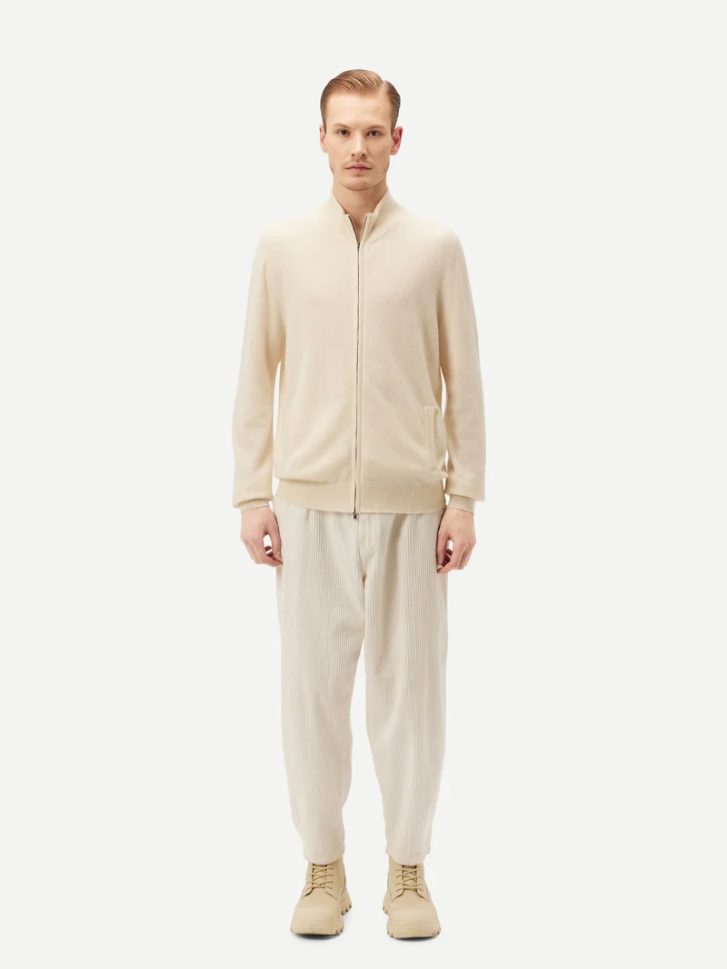 Basic Kaschmirstrickjacke mit Reißverschluss