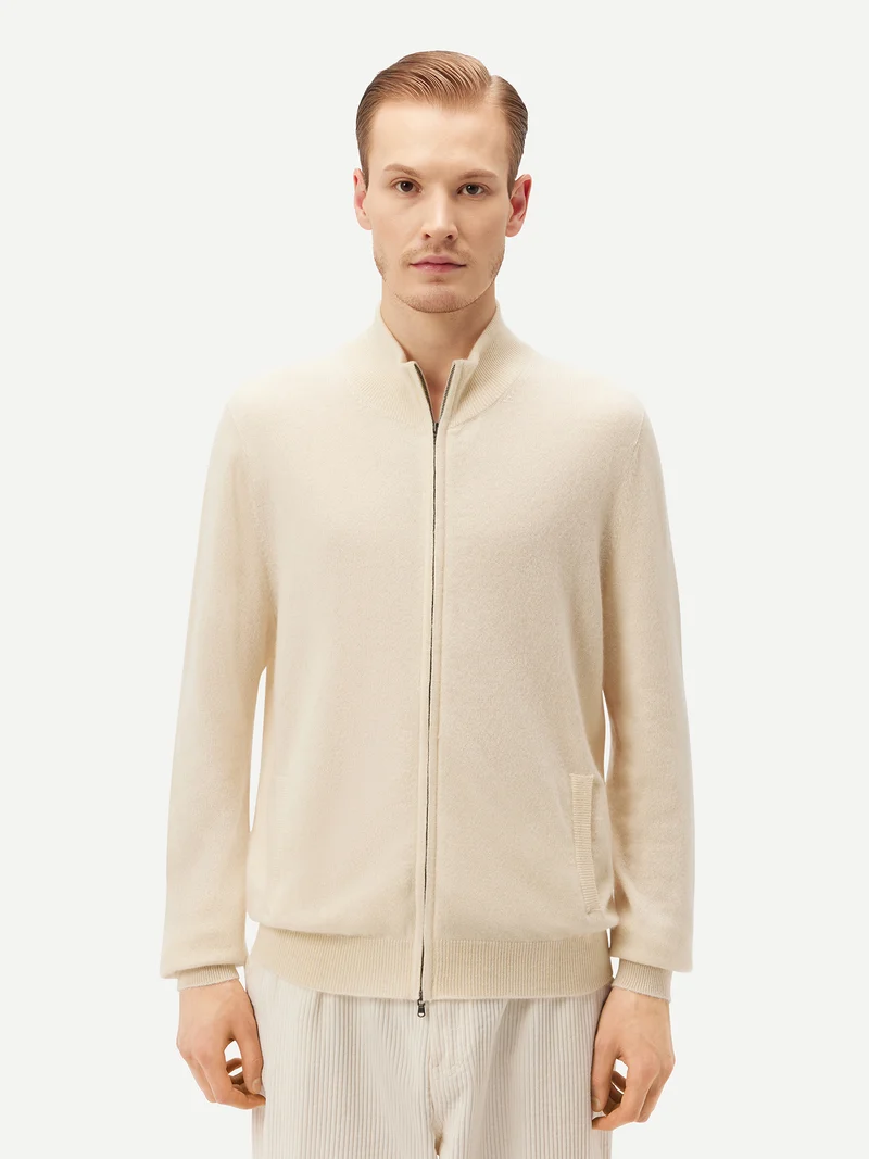 Basic Kaschmirstrickjacke mit Reißverschluss