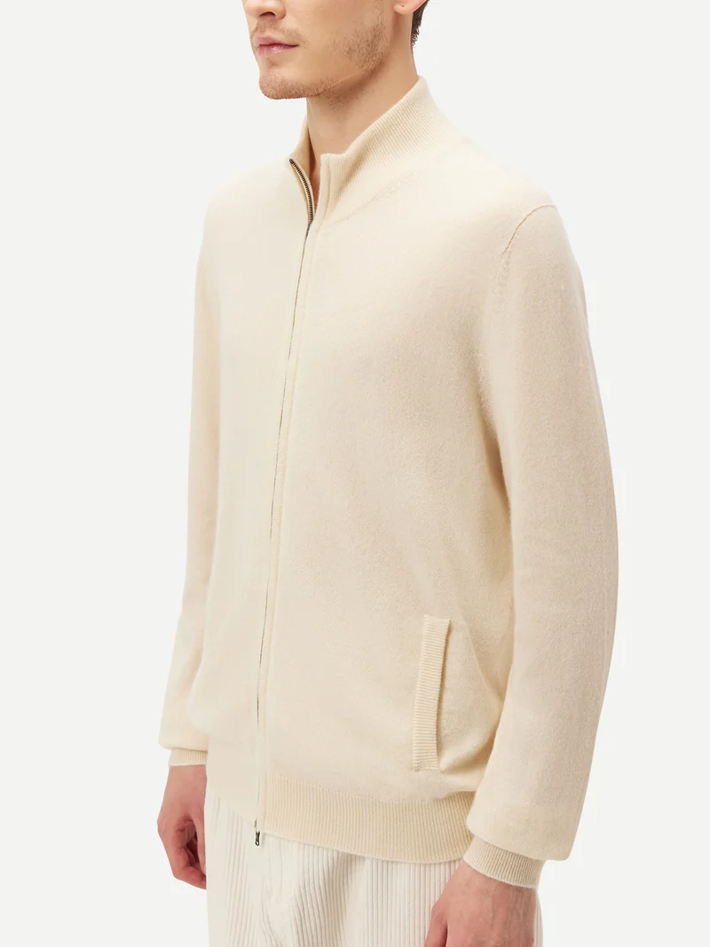 Basic Kaschmirstrickjacke mit Reißverschluss