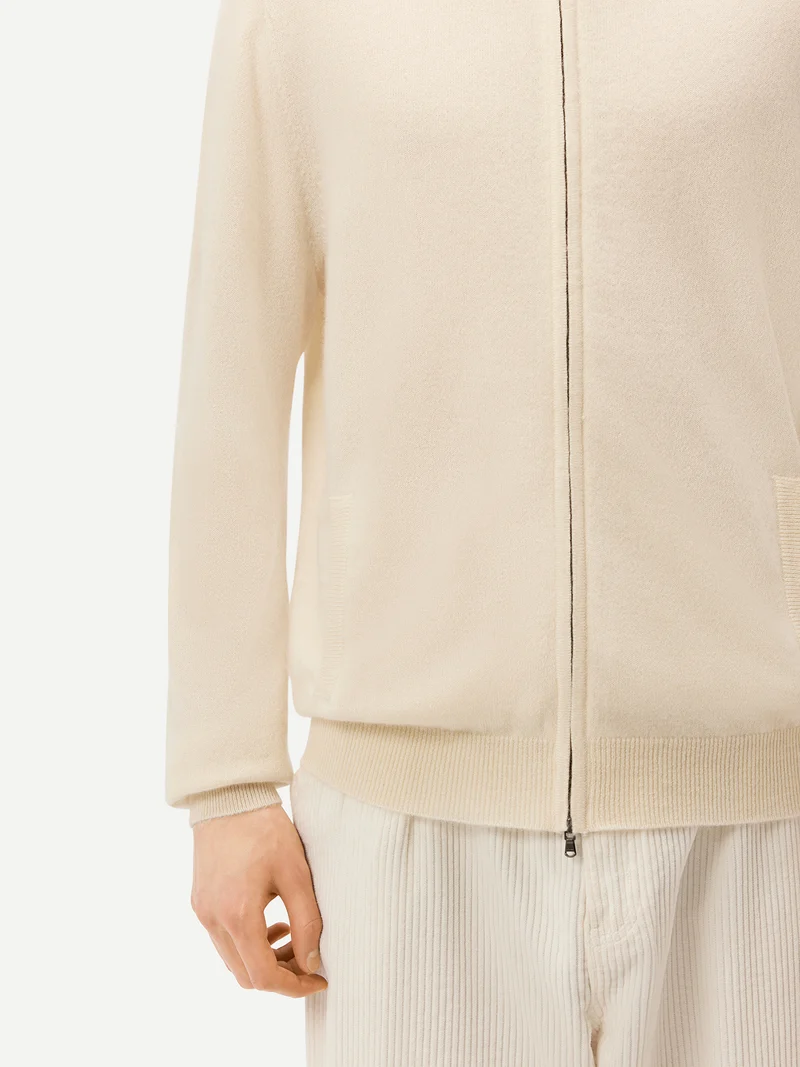 Basic Kaschmirstrickjacke mit Reißverschluss