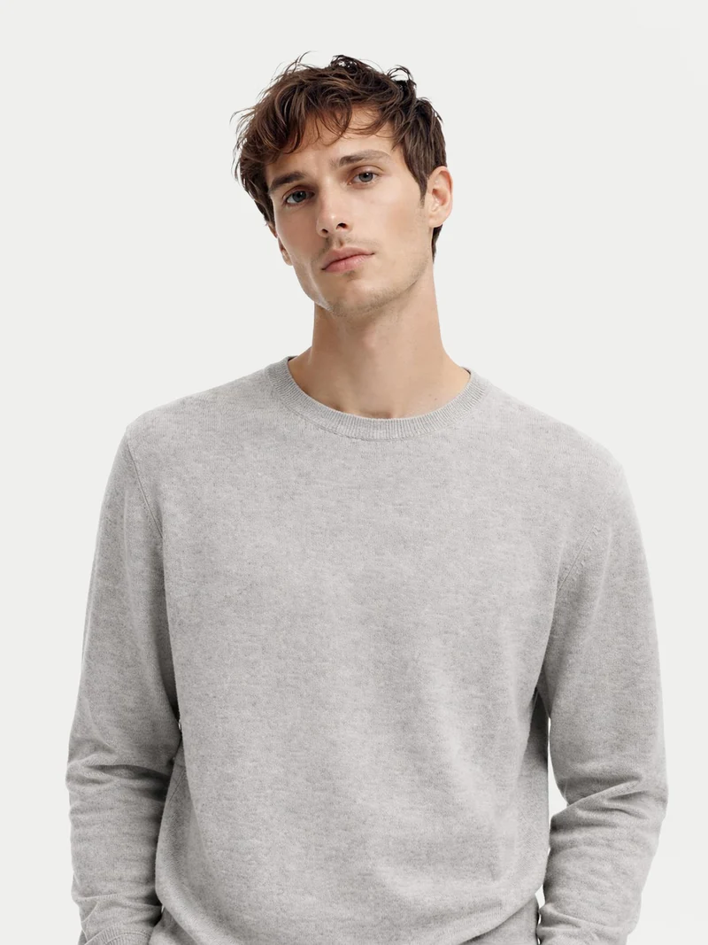 Basic Kaschmirpullover mit R-Ausschnitt